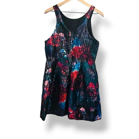 Hutch Anthropologie Floral Metallic Jacquard Mini Dress Size 10 Abstract Print - Picture 16 of 16
